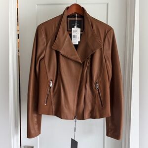 Andrew Marc Brown Moto leather jacket -ladies, XL